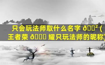 只会玩法师取什么名字 🌲 (王者荣 🐟 耀只玩法师的昵称)